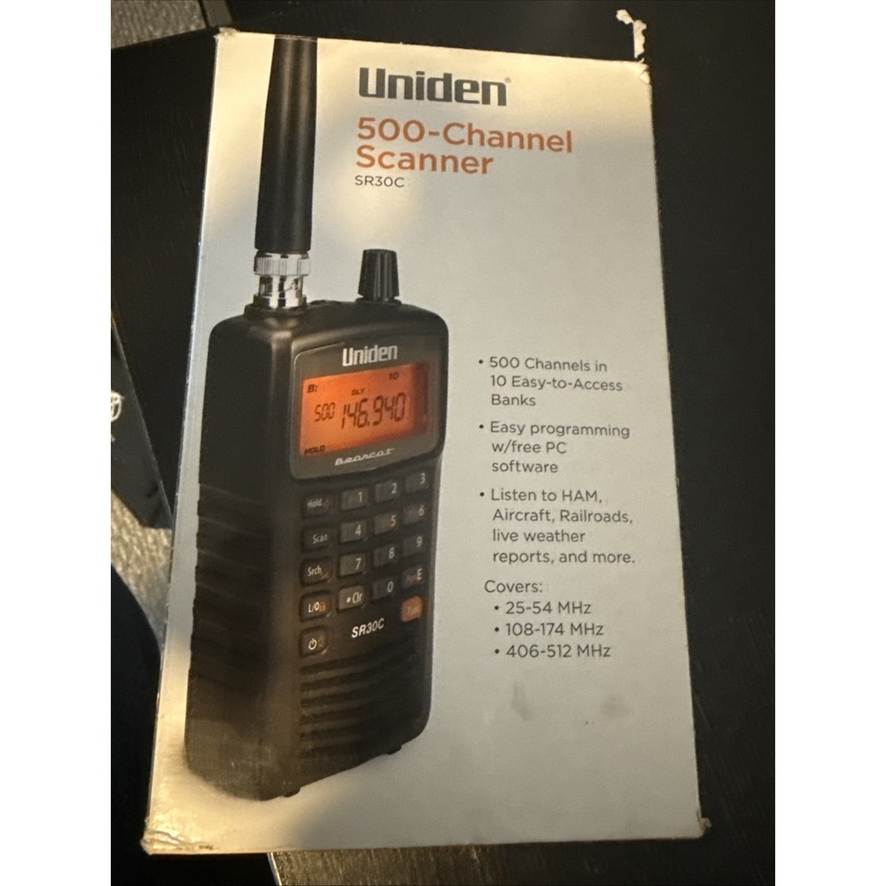 Uniden SR30C 500 Channel Handheld Scanner - Black New Open Box